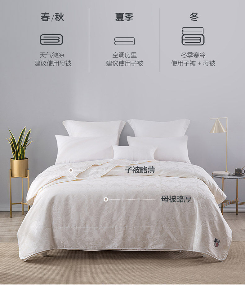 lovo家纺 100%蚕丝 斯享提花二合蚕丝被 图3