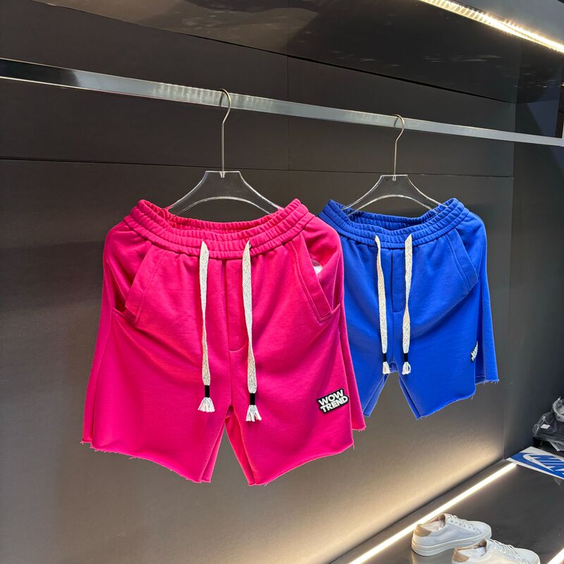 Men's Summer American-Style Heavy-Duty Washed Work Shorts Trendy Solid Color Sweatpants Retro Men's Five-Point Shorts