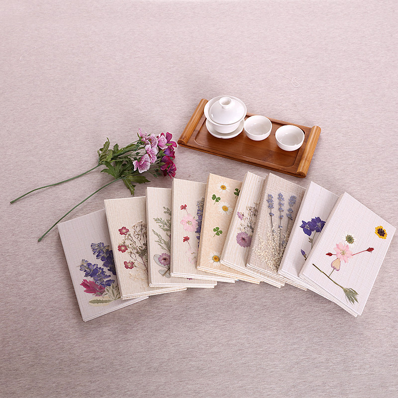 Handmade retro real dry flower book literary fresh couple Valentine's Day gift real flower embossed notepad creative book