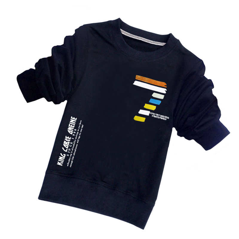 Áo thun nam 2019 mùa thu đông mới dày hơn cộng với áo len nhung trẻ em áo dài tay cotton cho bé lớn Han áo thun trẻ em dài tay