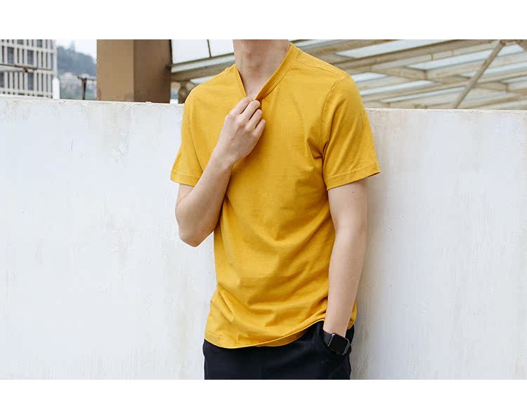 Mùa hè 2018 thiết kế mới đơn giản nền tảng cơ bản màu cotton hoang dã cổ tròn tay áo ngắn tay nam mơ mộng áo thun nam polo