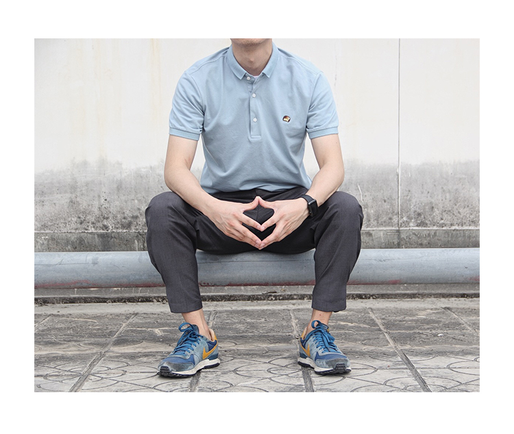 Dreamer hè mới thiết kế ban đầu ve áo thêu hoa mỏng cổ hẹp Áo sơ mi nam tay ngắn t shirt polo