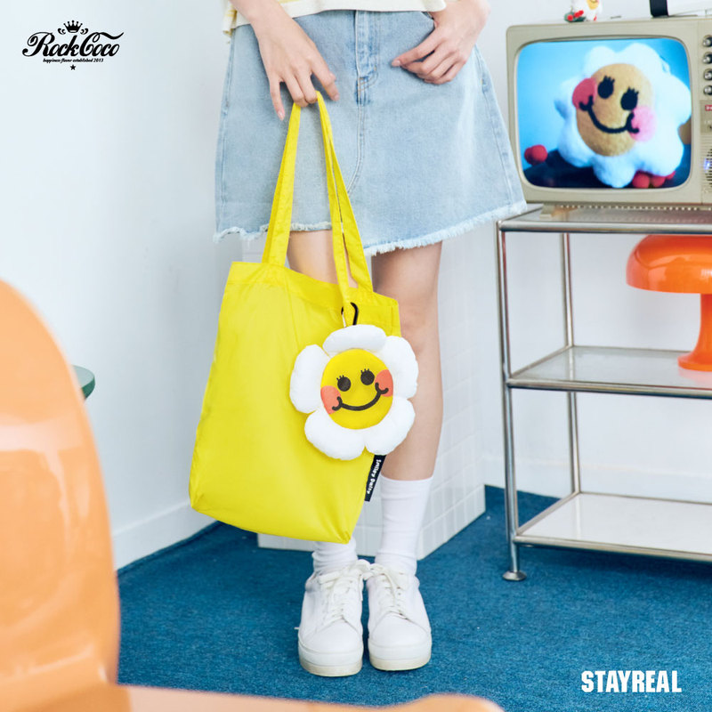 Rockcoco Smiling Flower Foldable Multi-Purpose Bag Shopping Bag Eco-Friendly Single-Shoulder Tote Bag Large Capacity Commuting Lightweight Bag Rockcoco Smiling Flower Foldable Multi-Purpose Bag Shopping Bag Eco-Friendly Single-Shoulder Tote Bag Large Capacity Commuting Lightweight Bag