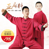  Hongji spring and autumn cotton and hemp tai chi suit Womens Chinese style practice suit Summer martial arts Taijiquan clothing Mens new product