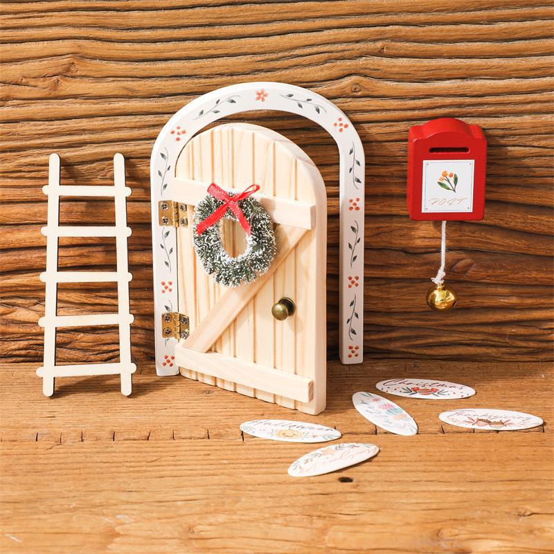 Wooden Baby Family Decoration Photo Scene Showcasing the Elf Door Amazon Christmas Holiday Playhouse Wall Wooden Baby Family Decoration Photo Scene Showcasing the Elf Door Amazon Christmas Holiday Playhouse Wall