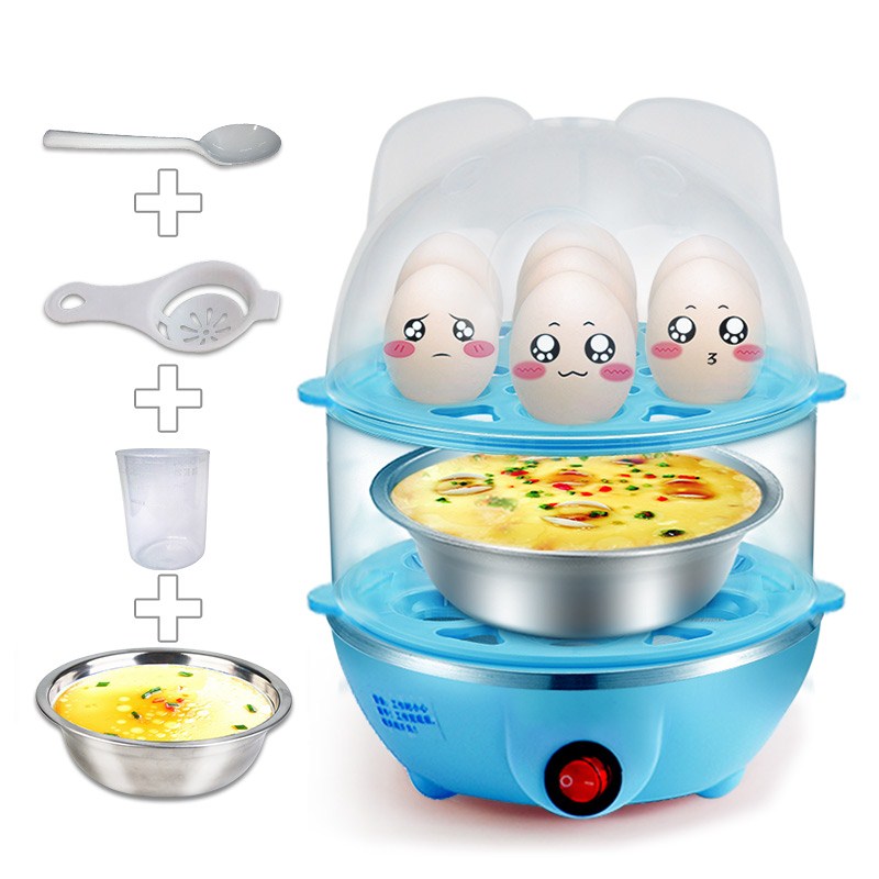 nồi nấu xôi Máy đánh trứng đa năng bữa sáng trứng hấp trứng trứng hấp hai lớp tắt nguồn máy tự động 350W - Nồi trứng ca nấu mì kiêm nồi lẩu mini