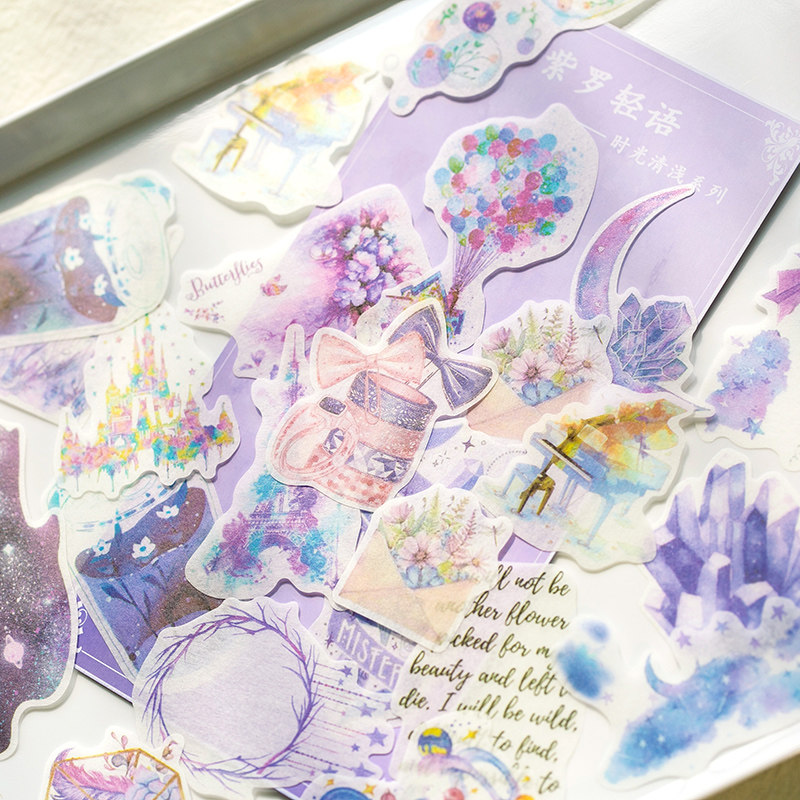 Clearance time light and paper stickers girl green plants animal hand account diy diy decorative material collage