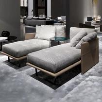 Modern light luxury fabric sofa bedroom sofa couch living room leisure design chair single sofa lounge chair chaise gray