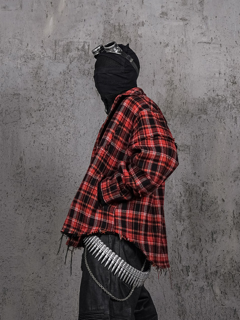 UNDERWATER S1 Crimson Ruin Deconstructed Wool Shirt Jacket