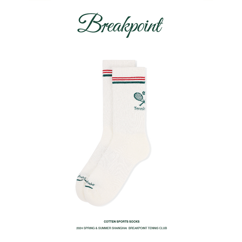 Breakpoint Sports Pure Cotton Mid-Calf Socks Machine-Woven Jacquard Racket Lycra Tennis Socks Towel Bottom Unisex