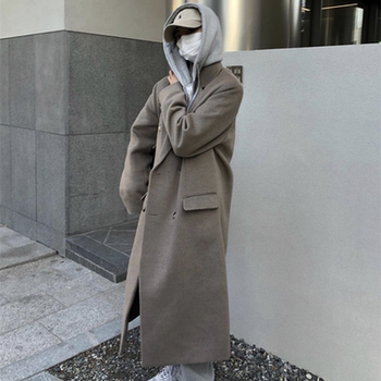 Korean style women's thickened extra long woolen coat