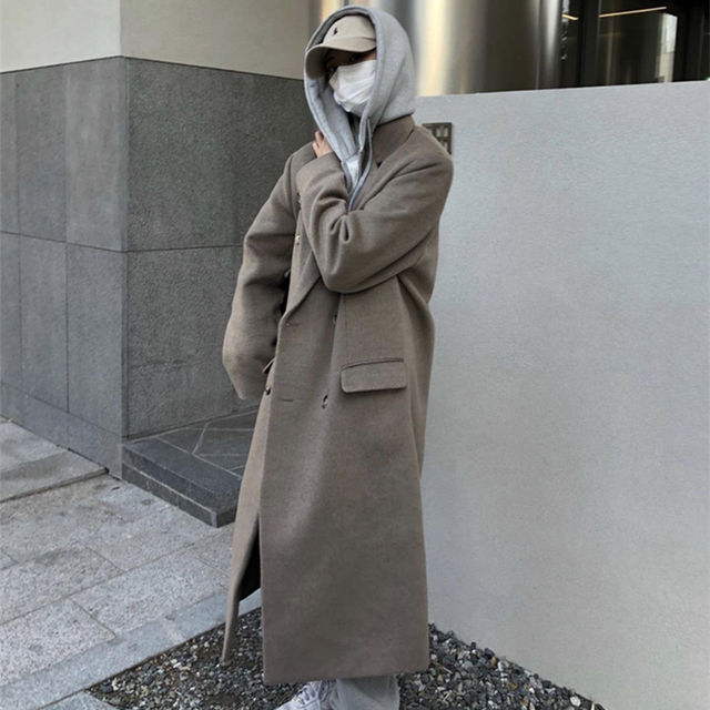 Korean style women's thickened extra long woolen coat