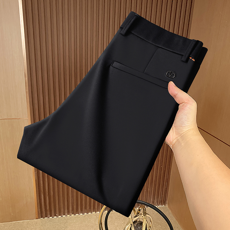 High-End Non-Iron Men's Pants, Thin and Drapey, Wrinkle-Resistant, Slim Fit, Business High-Stretch Straight-Leg Casual Pants, Dust-Resistant