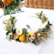  Forest dried flower garland Bridal headdress Immortal flower hair accessories Wedding wedding accessories Beach vacation photo studio props