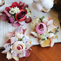Original Mori female simulation flower headdress Mori hairclip bride corsage photo vacation floral headdress hair accessories