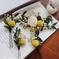  Forest dried flower immortalized flower hair comb Natural preserved flower headdress Bridal hair accessories Photo holiday head flower wedding hair comb