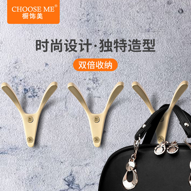 Creative single hook zinc alloy coat hook wall door back hook wall coat hook bedroom bathroom hook