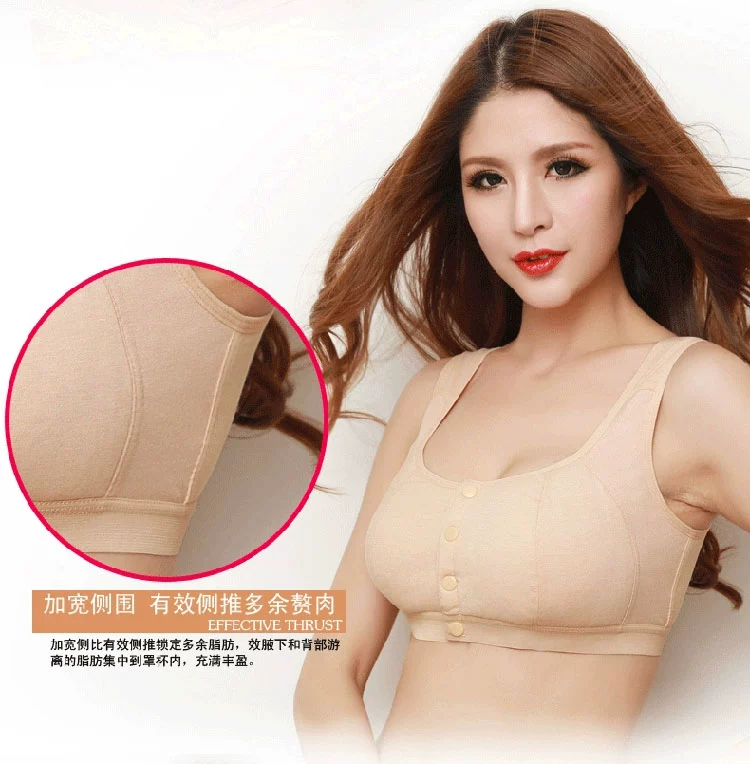 2 cái của trung và cũ tuổi kích thước lớn áo ngực vest loại mỏng không có thép vòng front khóa ladies đồ lót cotton mẹ áo ngực quần lót phụ nữ