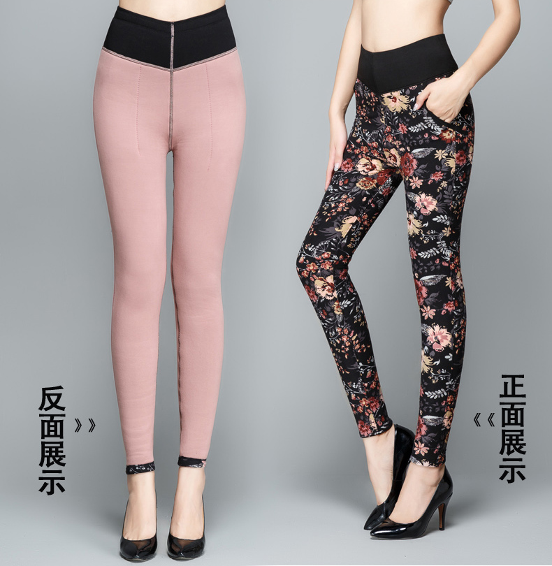 Quần cotton trung niên nữ mùa đông cộng với nhung dày lông lạc đà quần ấm áp nam và nữ Slim eo cao quần lớn quần giữ nhiệt đẹp