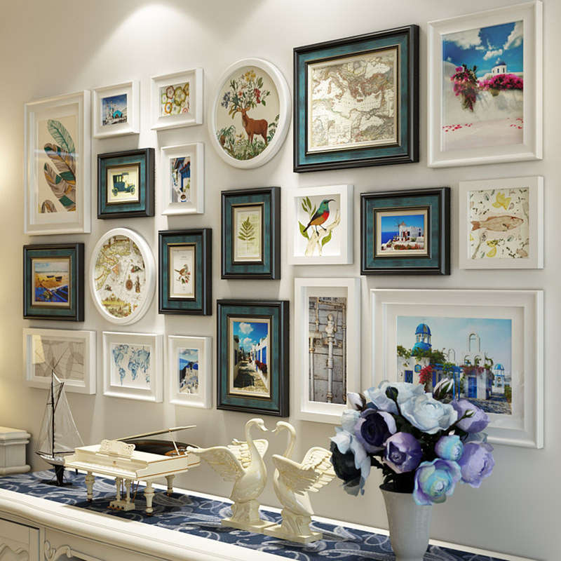 Solid Wood Photo Wall, High-End Decoration for Entrance Hall, Living Room, European-Style Modern Photo Frame, Wedding Photos, Room, Bedroom Combination Painting