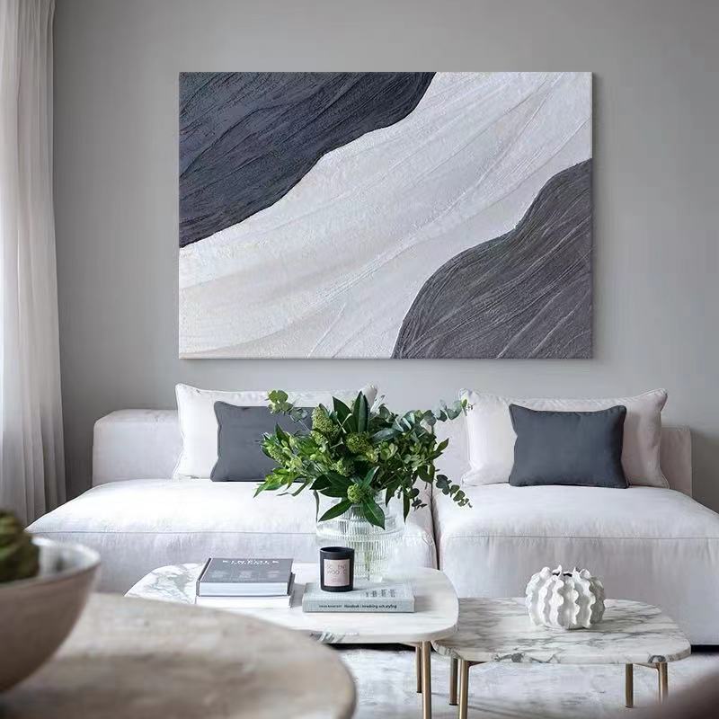 Hand-painted oil painting wabi-sabi living room three-dimensional abstract sofa floor decoration painting modern minimalist texture light luxury porch painting - Taobao