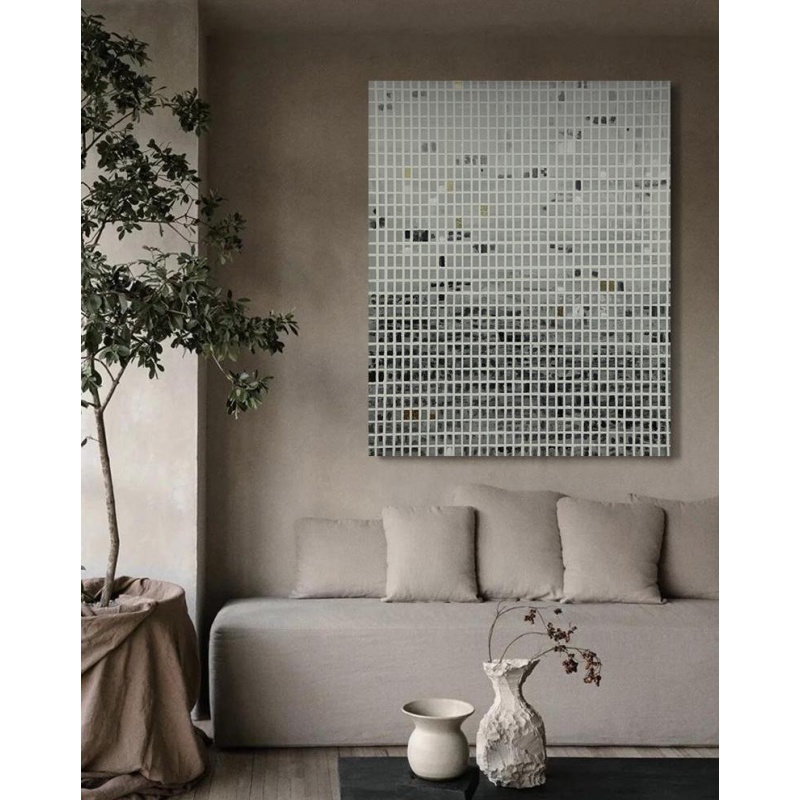 Pure hand-painted post-modern large-scale wabi-sabi oil painting Nordic light luxury style abstract living room porch frameless decorative painting