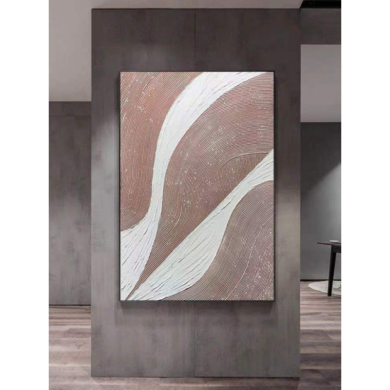Pure hand-painted oil painting large-scale landing light luxury entry porch sofa three-dimensional decorative painting abstract modern minimalist hanging painting