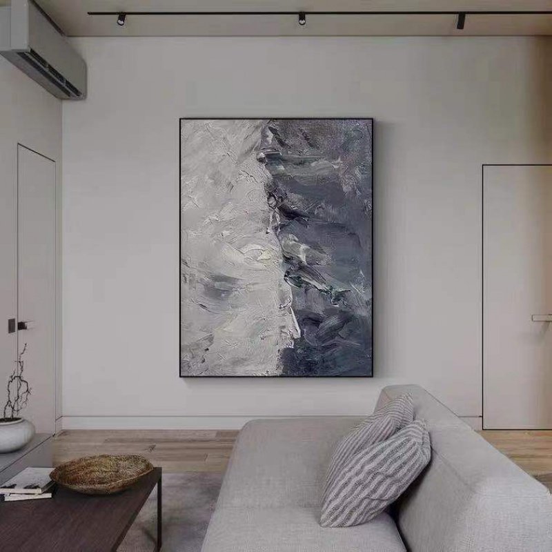 Pure hand-painted oil painting large landing light luxury living room porch decorative painting abstract modern minimalist hanging painting Everest impression