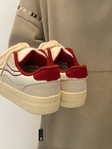 Xu Xiaonuo 2023 new spring retro casual moral training sneakers for women ins trendy thick-soled versatile big-head white shoes