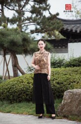 Zhao's Silk House 100% Mulberry Silk Vest Fashion Week Style Fuchun Mountain Residence Picture Xiangyun Sha Vest