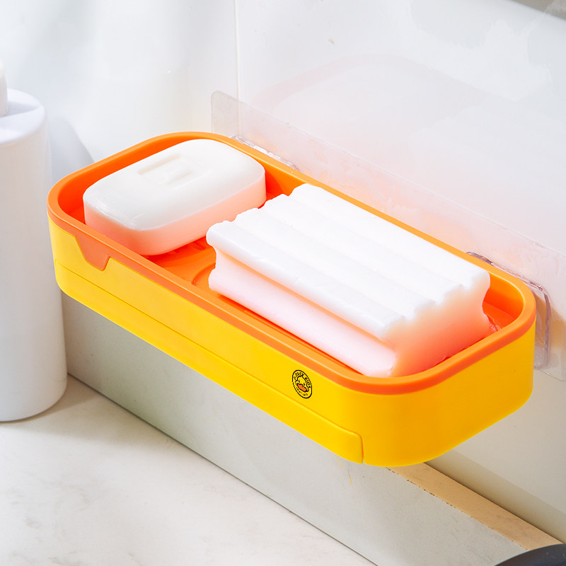 Soap rack Perforated Bathroom Shelve Makeup Room Wash Bench Suction Cups Suction Soap Box Drain Soap Rack Wall-mounted Shelf