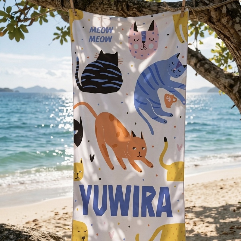 Yuwira Double-Sided Fleece 160Cm*80Cm Large Size Quick-Drying Swimming Towel | Double-Sided Beach Towel | Little Cat Yuwira Double-Sided Fleece 160Cm*80Cm Large Size Quick-Drying Swimming Towel | Double-Sided Beach Towel | Little Cat