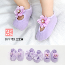 Newborn baby shoes Sox anti-fall for 0-3-4-6-12 months Spring and autumn summer thin section of early birth baby learn step non-slip floor