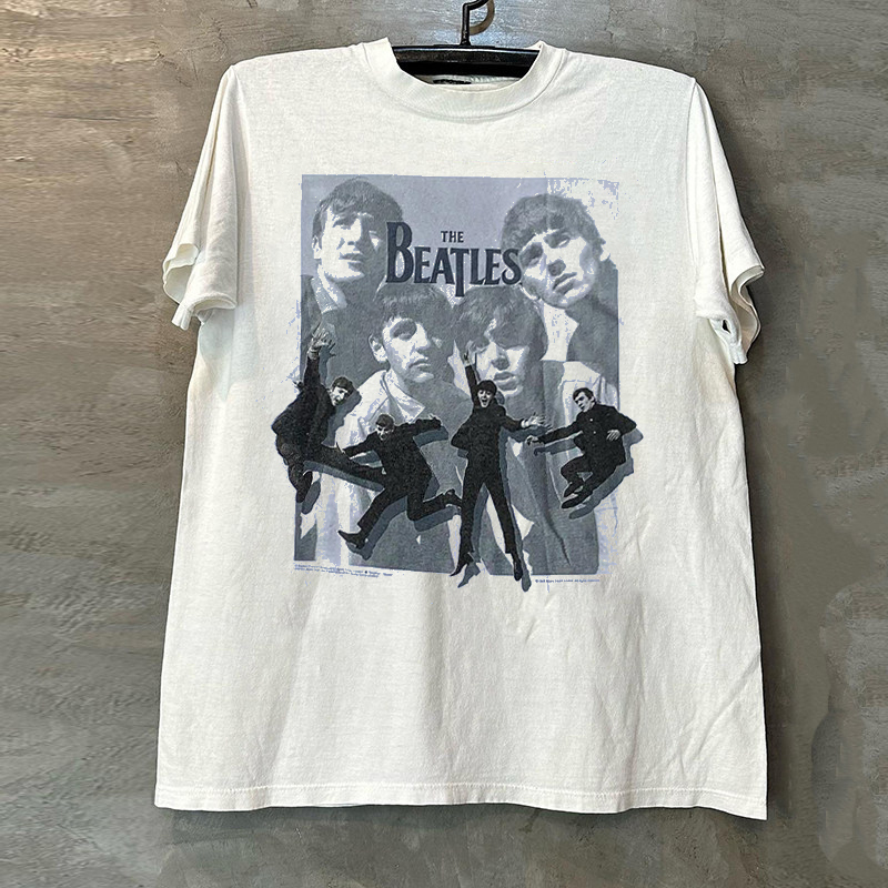 The Beatles American Rock Retro Portrait Print Short-Sleeved Pure Cotton Round Neck Street T-Shirt