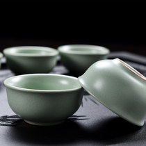 Open piece Ruyao small Teacup Tianqing Ru Porcelain tea cup Tea cup Single cup ice crack small Teacup Kung Fu tea set