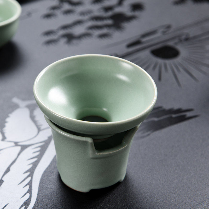 Ru Kiln Tea Leak Tea Filter Screen Open Sheet Filter Tea Machine Can Adoptive Ru Porcelain Filter Ceramic Tea Septer Ice Cracking Tea Funnel