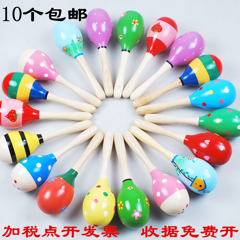 Baby sand hammer wooden exercise hearing grip rattle 0-3 year old children percussion instrument baby toy