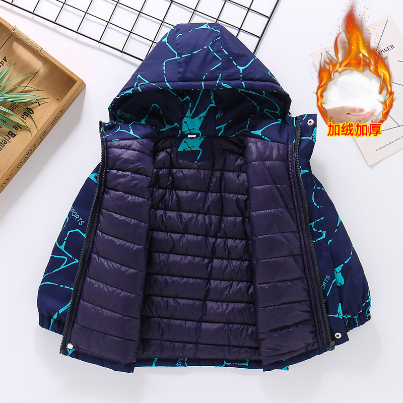 Boy gush jacket 2022 baby cotton clothes Children winter clothing Thickened Foreign Pine boy Garcotton blouses Autumn winter cotton clothes