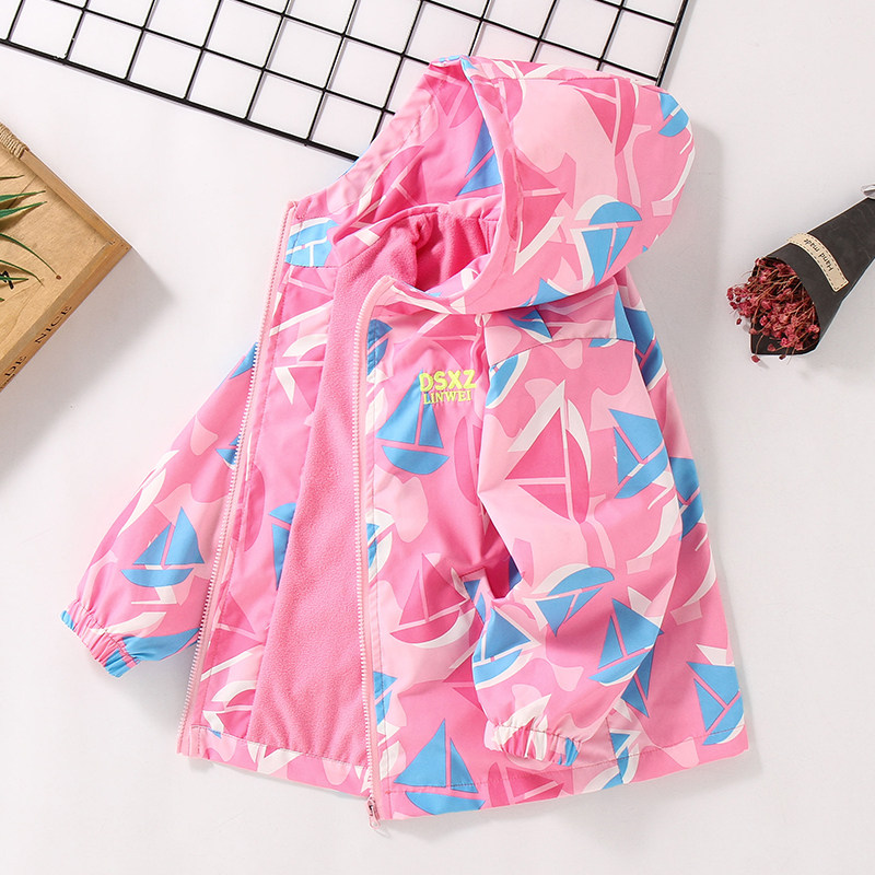 Girl Jacket Autumn Clothing 2021 new Korean version CUHK Scout Suede Spring Autumn Submachine Clothes Children Casual even hat blouses