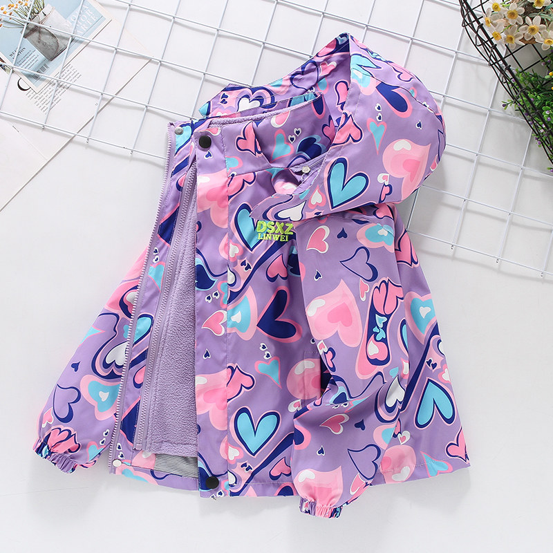 Girl Spring Autumn Clothing Jacket 2021 New Children Plus Suede Submachine Clothing CUHK Child Winter Detachable Three-in-one Blouse