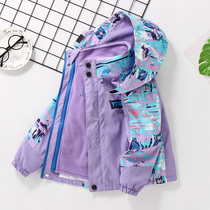 Girl Spring Autumn Jacket 2021 New Children Submachine Clothing Spring Dress Plus Suede Thickened Large Child Detachable Three-in-one