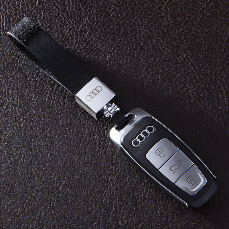 Car Key Lanyard with First-Layer Tree Sap Cowhide Buckle, High-End Simple Genuine Leather Keychain, Car Key Chain for Men and Women