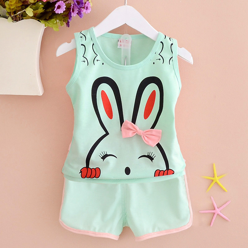 0-1-2-3 tuổi Bộ đồ 4 bé gái mùa hè 2018 mới cho bé gái mùa hè quần áo hai mảnh dành cho bé quần áo cho bé trai