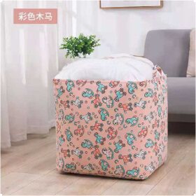 Trojan 100L cotton and linen cloth art to increase thickening clothes quilt storage bag moving household bundle mouth storage basket