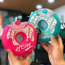 Portable cup Drinking cup Childrens net red donut water cup rope will carry high face value girl heart