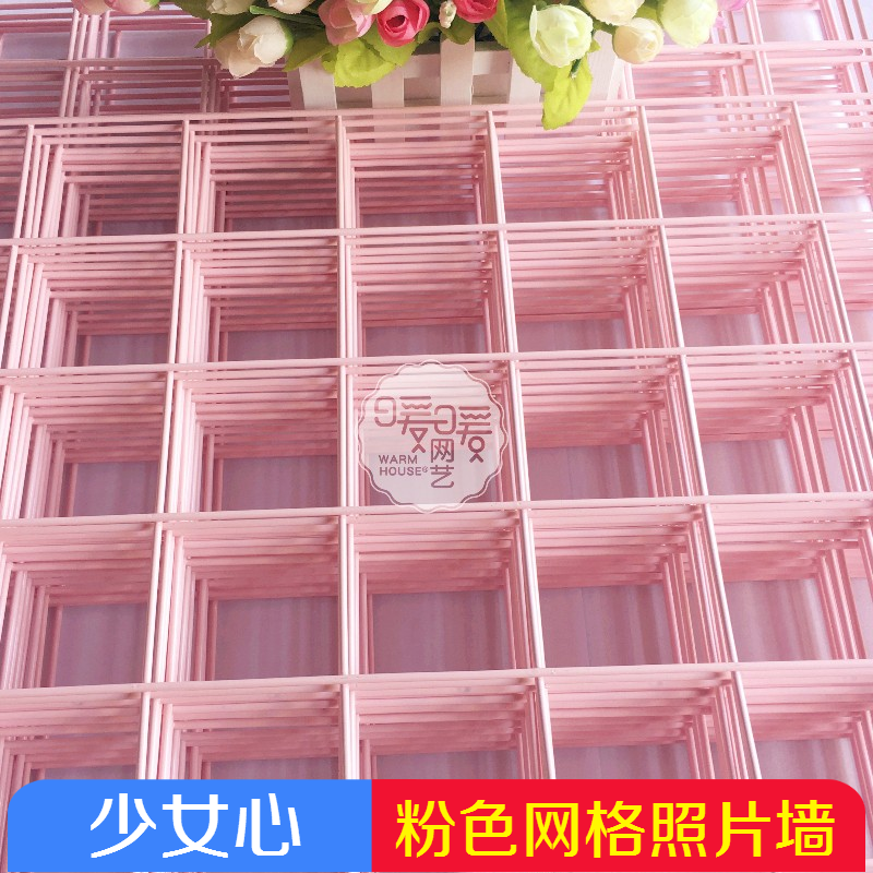 Pink Mesh Photo Wall Decoration Hemp Rope Clip Girl Hearts Room Placement Bedroom Photo Wall Wire Frame Mesh Sheet