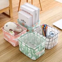 Dormitory desktop storage box book snack toy storage basket fabric folding storage box cotton linen waterproof