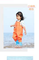 Fish pants with waist-high fishing waterproof shoes Fish fishing wader Childrens half body transplanting thickened childrens leather pants fish pond clothing