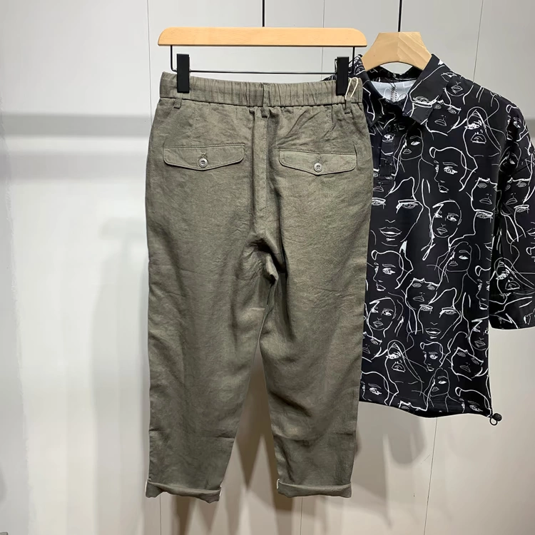Mùa hè cotton và vải lanh thoáng khí quần nam chân nhỏ lỏng Nhật Bản retro 9 quần chín điểm mỏng quần dài - Quần mỏng