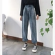 Hàn Quốc ulzzang phong cách Harajuku bf mùa thu Phiên bản Hàn Quốc của quần jeans ống rộng eo cao quần ống rộng quần nữ sinh viên